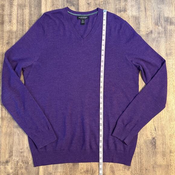 Banana Republic 100% Extra Fine Merino Wool V-Neck Pullover Sweater Purple Large - Picture 6 of 9